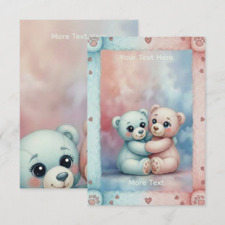 Tarjeta De Recepción Rosa Pastel y Azul