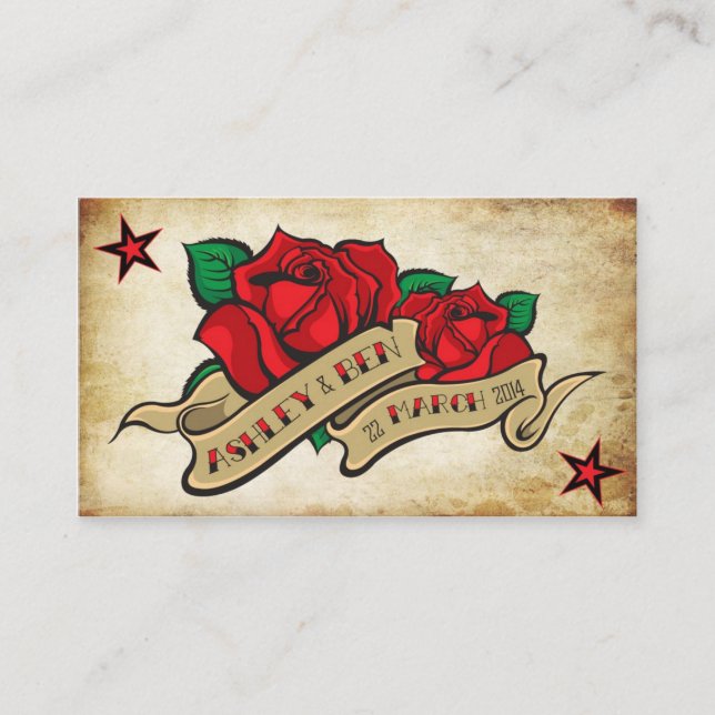 Tarjeta De Recepción Rosa Personalizado de tatuaje RSVP (Anverso)