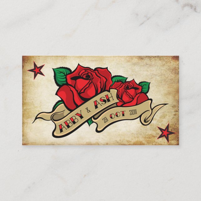 Tarjeta De Recepción Rosa Personalizado de tatuaje RSVP personalizado (Anverso)