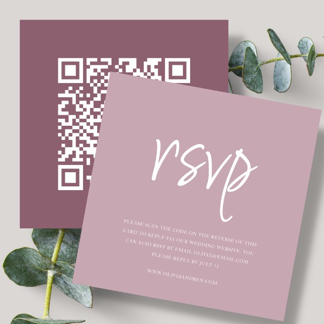 Tarjeta De Recepción Rosa Polvo | Código QR | Confirmación de Boda (Subido por el creador)
