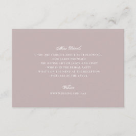 Tarjeta De Recepción Rosa Polvo Rosa Formal Clásico Elegante Boda