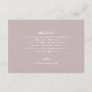 Tarjeta De Recepción Rosa Polvo Rosa Formal Clásico Elegante Boda
