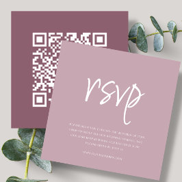 Tarjeta De Recepción Rosa Polvoriento | Código QR | Respuesta de Boda
