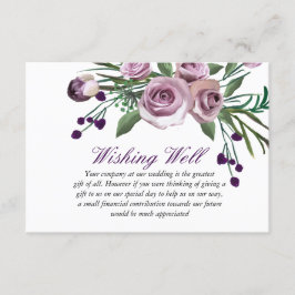 Tarjeta De Recepción Rosa púrpura Boda floral Wish Well