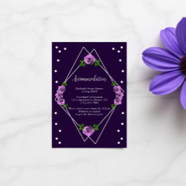 Tarjeta De Recepción Rosa Púrpura Plata Geométrico Sweet 16