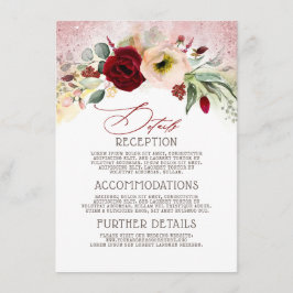 Tarjeta De Recepción Rosa Purpurina de oro Boda Invitado