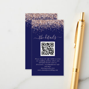 Tarjeta De Recepción Rosa Purpurina de oro Detalles del Boda de la Mari