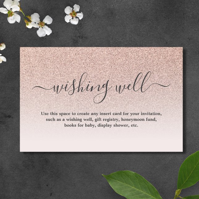 Tarjeta De Recepción Rosa Purpurina Oro Deseando Bien Boda (Subido por el creador)