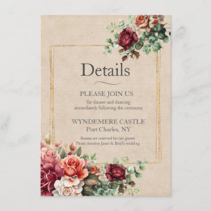 Tarjeta De Recepción Rosa Romántica Floral Eucalipto