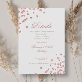 Tarjeta De Recepción Rosa romántico Boda de confeti de oro