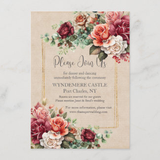 Tarjeta De Recepción Rosa romántico Boda de eucalipto floral