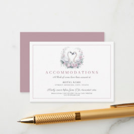 Tarjeta De Recepción Rosa romántico Swan Couple Boda