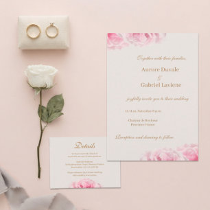 Tarjeta De Recepción Rosa Rosa Claro Marfil Detalle de la boda del hote