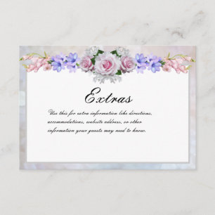 Tarjeta De Recepción Rosa rosa Detalles del Boda Silver Bokeh