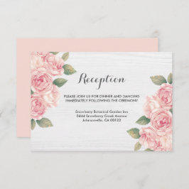Tarjeta De Recepción Rosa ruso de Rubor Boda de madera blanca