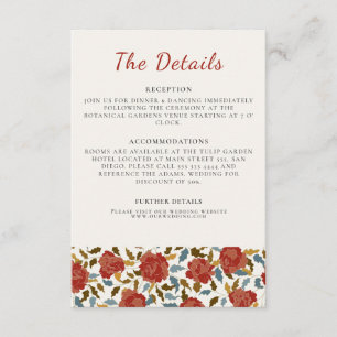 Tarjeta De Recepción Rosa Silvestre Pétalos Florales Jardín Asunto Boda