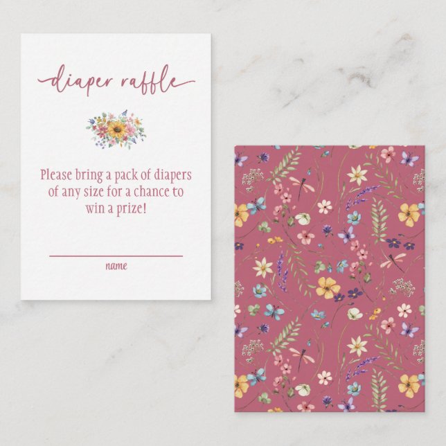 Tarjeta De Recepción Rosa sólido de flores silvestres Baby Shower Diape (Anverso / Reverso)