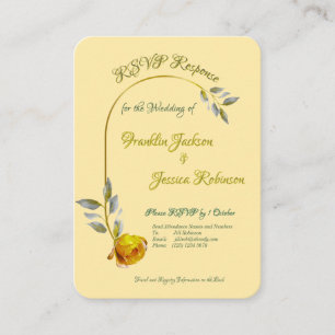 Tarjeta De Recepción Rosa suave amarillo-rosa con boda de verde pálido 