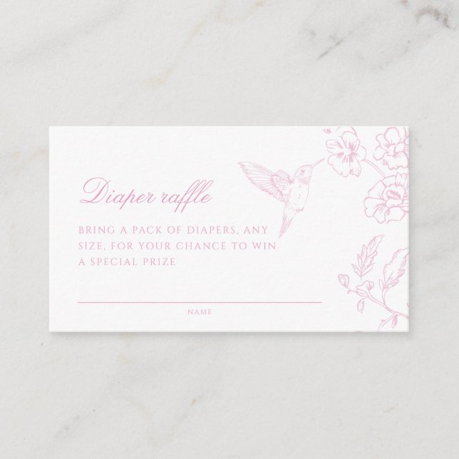 Tarjeta De Recepción Rosa suave Chinoiserie Diaper Raffle (Anverso)