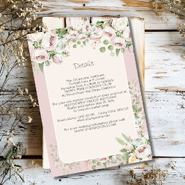 Tarjeta De Recepción Rosa turbio boda de acuarela floral
