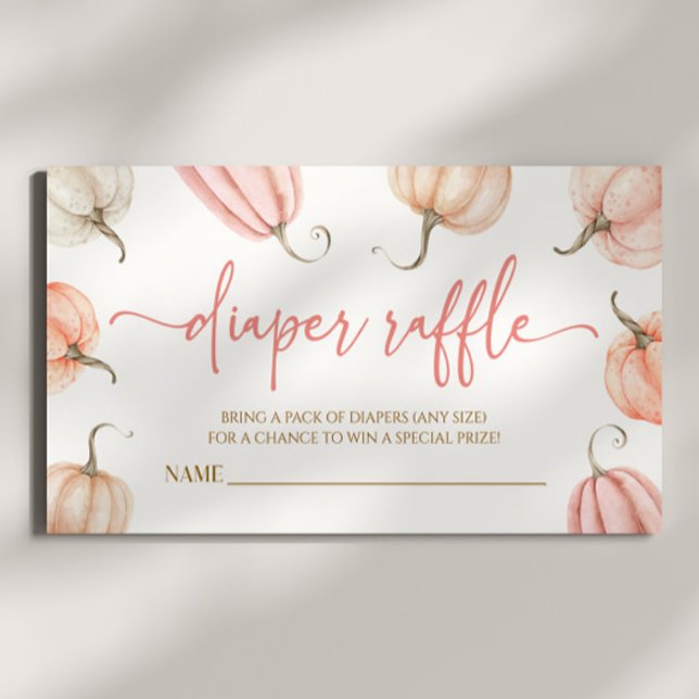 Tarjeta De Recepción Rosa Un Pequeño Calabaza Baby Shower Diaper Raffle (Subido por el creador)