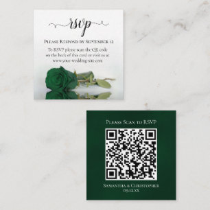 Tarjeta De Recepción Rosa verde esmeralda Elegante Boda RSVP Código QR