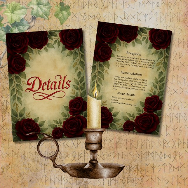 Tarjeta De Recepción Rosa vintage medieval gótico boda (Subido por el creador)