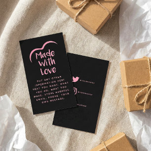 Tarjeta De Recepción Rosa y negro hechos con amor corazón Silhouette
