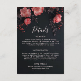 Tarjeta De Recepción Rosas 3D Flores silvestres Oscuro Melancólico