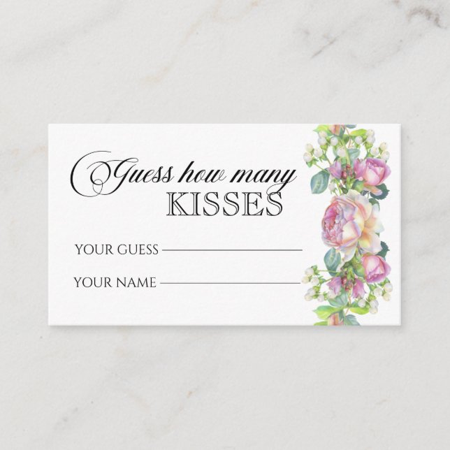 Tarjeta De Recepción Rosas adivinan cuántos besos rodeos de juegos de n (Anverso)