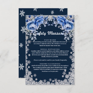 Tarjeta De Recepción Rosas azules Navidades de copo de nieve Boda