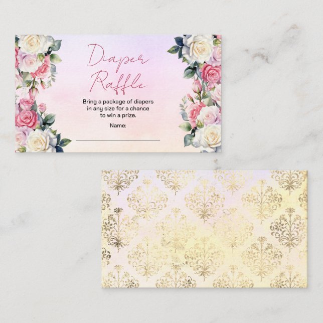 Tarjeta De Recepción Rosas bebé en un pañal floral de sangre (Anverso / Reverso)