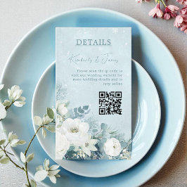 Tarjeta De Recepción Rosas Blancas Hellebores Eucalipto Plateado Boda