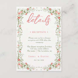 Tarjeta De Recepción Rosas botánicos alojamiento Boda de código QR