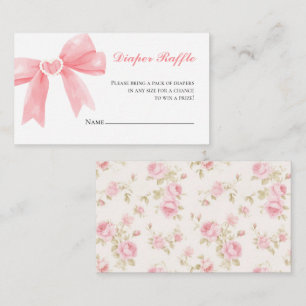 Tarjeta De Recepción Rosas con lazo rosa baby shower preppy Sorteo de p