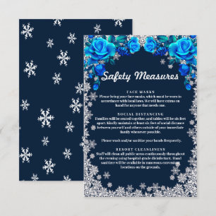 Tarjeta De Recepción Rosas Copo de Nieve Azul Brillante Medida de Segur