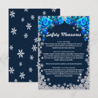 Tarjeta De Recepción Rosas Copo de Nieve Azul Brillante Medida de Segur