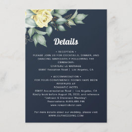 Tarjeta De Recepción Rosas de acuarela amarilla detalles de boda azul m