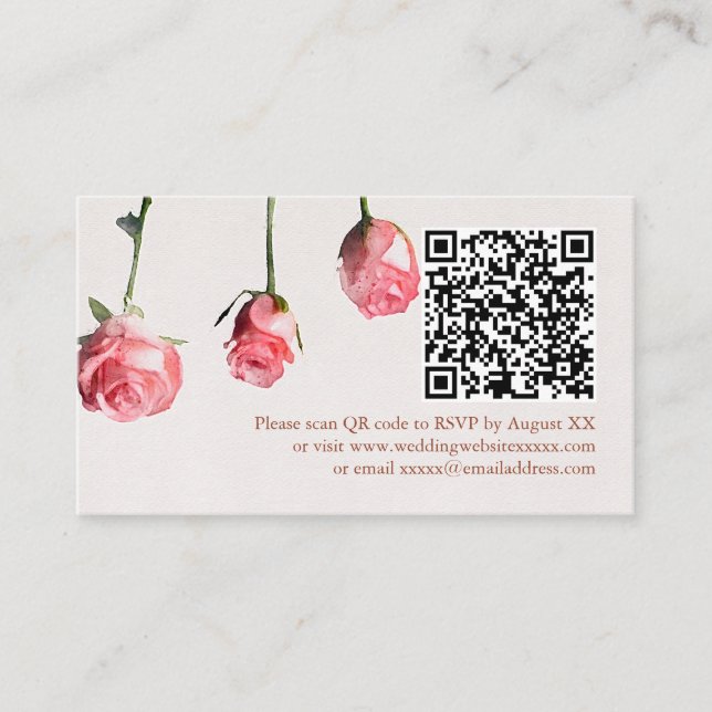 Tarjeta De Recepción Rosas de acuarela floral Boda Terracotta (Anverso)