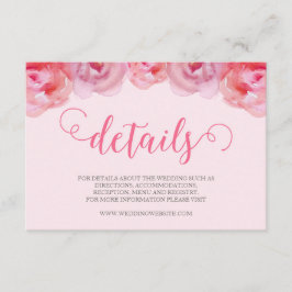 Tarjeta De Recepción Rosas de color de agua rosa Detalles del Boda flor