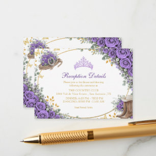 Tarjeta De Recepción Rosas de lavanda occidentales Golden Country Quinc