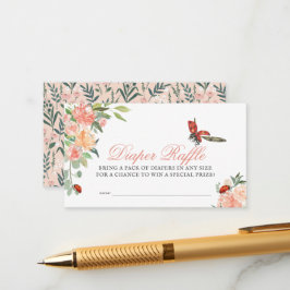 Tarjeta De Recepción Rosas de Little Lady Ladybug Diaper Raffle Ticket