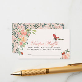 Tarjeta De Recepción Rosas de Little Lady Ladybug Diaper Raffle Ticket