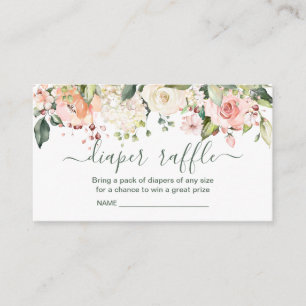 Tarjeta De Recepción Rosas de nata rosa color de agua Diaper Raffle Enc
