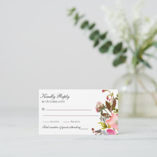 Tarjeta De Recepción Rosas de otoño de acuarela Delicate QR