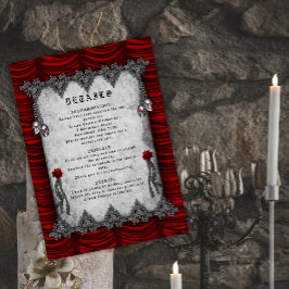 Tarjeta De Recepción Rosas de sangre y detalles del Boda gótico de la s