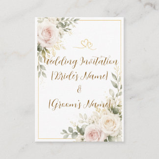 Tarjeta De Recepción Rosas Elegantes Rosa Claro y Marfil Bodas Florales