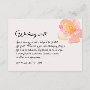 Tarjeta De Recepción Rosas en acuarela elegante Pozo de deseos de boda