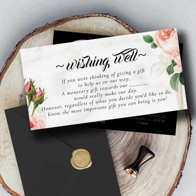 Tarjeta De Recepción Rosas Floral Deseando bien para Boda (Subido por el creador)
