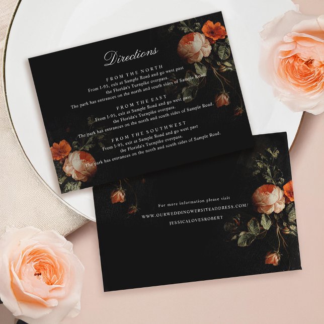 Tarjeta De Recepción Rosas florales oscuros Masters Bodas de los Países (Subido por el creador)